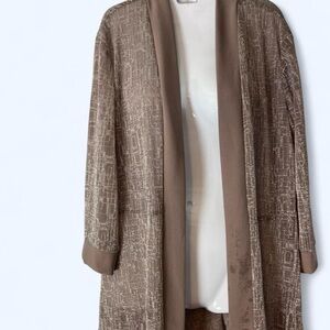 Taupe & cream patterned longline cardigan 16 R&M Collections